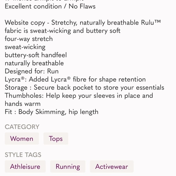 Lululemon Close to Crossing Long Sleeve *Rulu
Space Dye Camo Plumful Smoke Small - Picture 5 of 16